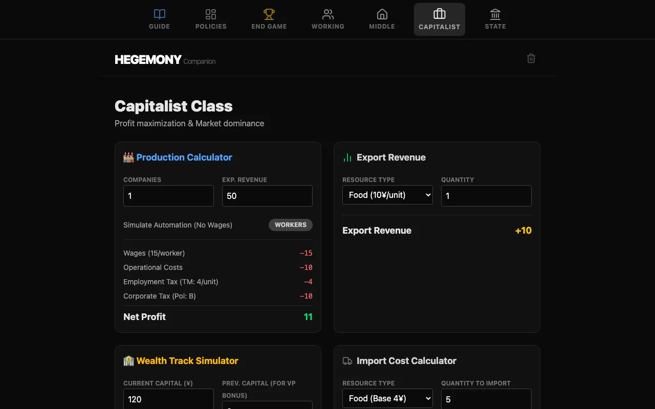 Hegemony Companion — app screenshot